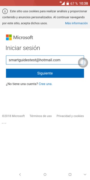 Introduzca su dirección de Hotmail y seleccione Siguiente