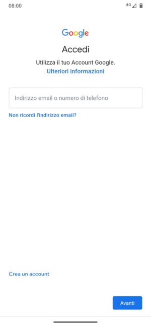 Inserisci il tuo indirizzo Gmail e seleziona Avanti