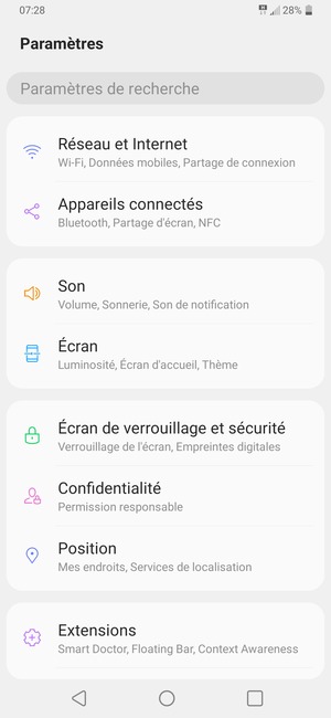 Sélectionnez Réseau et Internet
