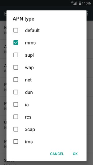 Check the mms checkbox and select OK