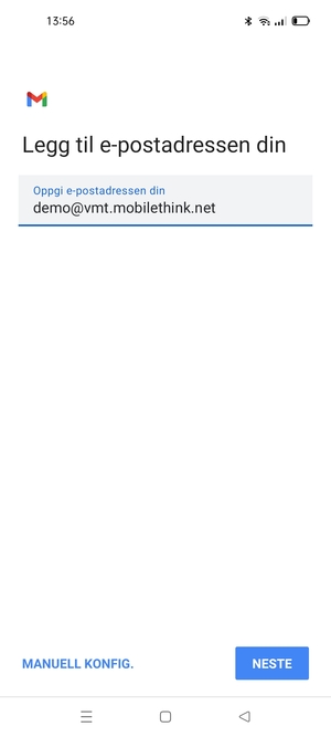 Skriv inn e-postadresse og velg NESTE