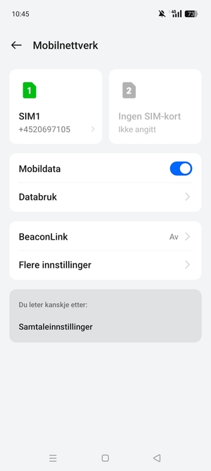 Velg SIM1 eller SIM2