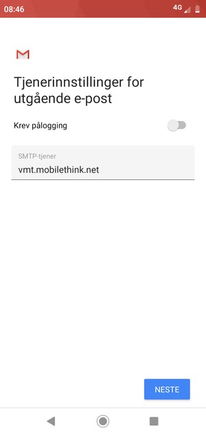 Slå av Krev pålogging og velg NESTE