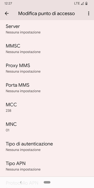 Scorri verso il basso e inserisci le informazioni degli MMS