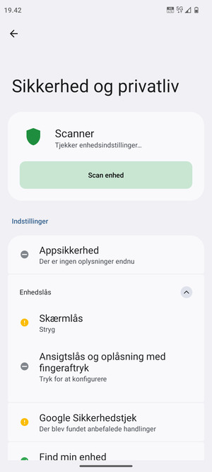 Vælg Skærmlås