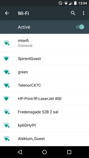 Vous êtes maintenant connecté au réseau Wi-Fi