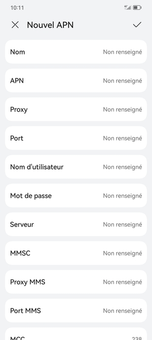 Saisissez les informations Internet