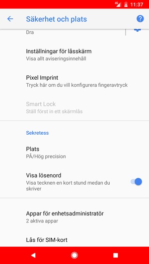 Scrolla till och välj Plats