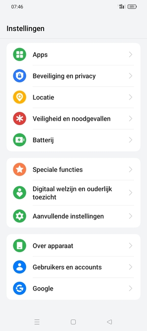 Scroll naar en selecteer Over apparaat