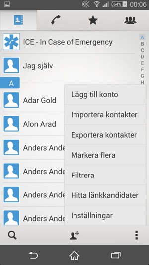 Välj Importera kontakter