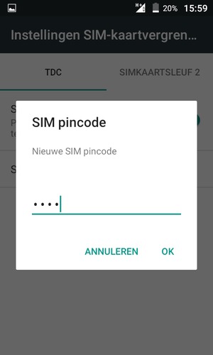 Voer uw Nieuwe SIM pincode in en selecteer OK