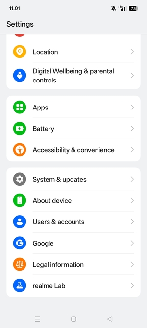Scroll to and select System & updates