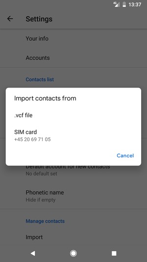 Select SIM card