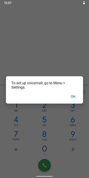 If your voicemail is not set up, select OK