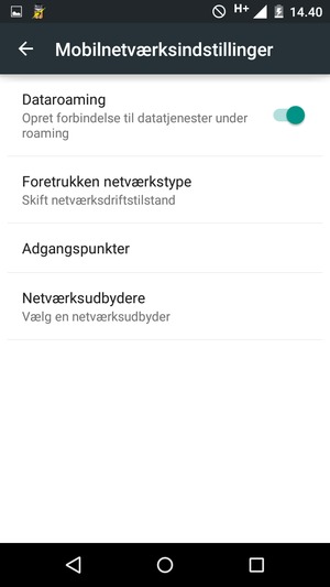 Slå Dataroaming til eller fra