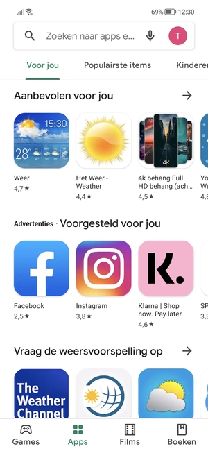 Selecteer de zoekbalk