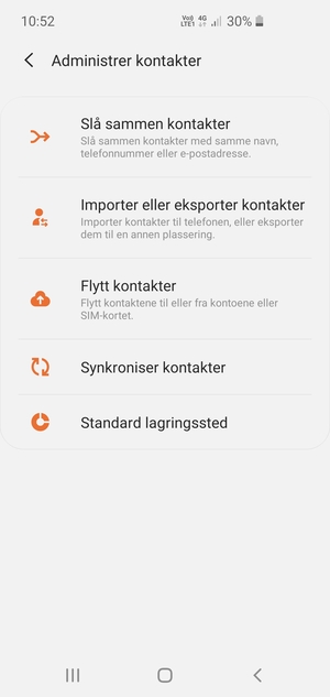 Velg Importer eller eksporter kontakter
