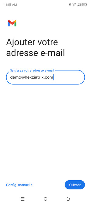 Saisissez votre Adresse e-mail et sélectionnez Suivant