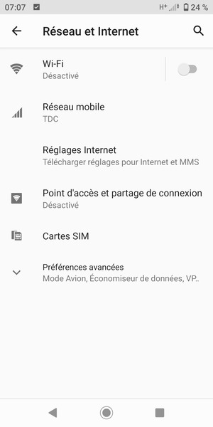 Sélectionnez Réseau mobile