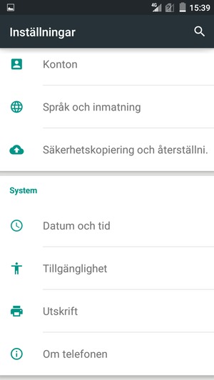 Scrolla till och välj Om telefonen
