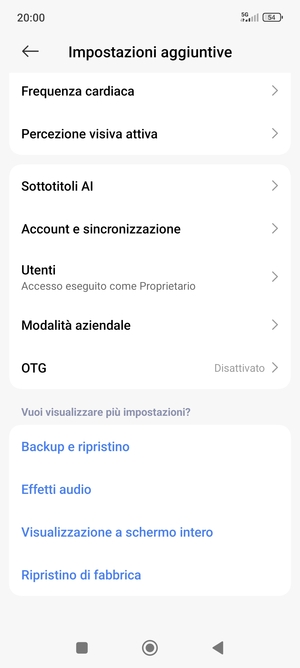 Scorri e seleziona Account e sincronizzazione