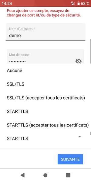 Sélectionnez Aucune puis SUIVANTE