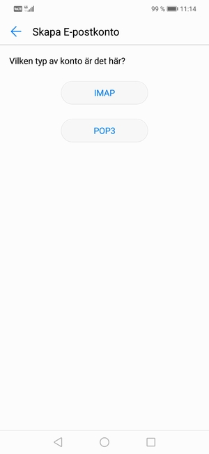 Välj POP3 eller IMAP