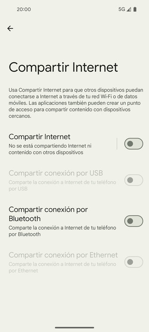 Seleccione Compartir Internet