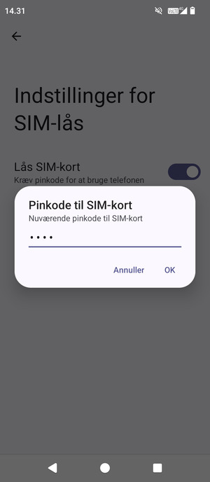 Indtast din Nuværende pinkode til SIM-kort og vælg OK