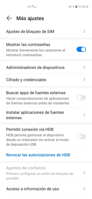 Seleccione Ajustes de bloqueo de SIM