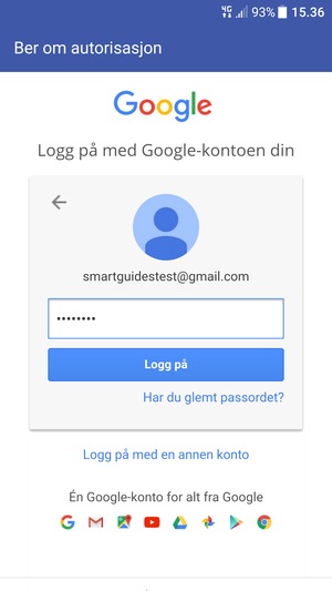 Skriv inn passord og velg Logg på