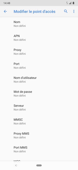Saisissez les informations Internet