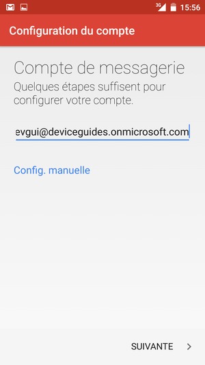 Saisissez votre adresse e-mail et sélectionnez Config. manuelle