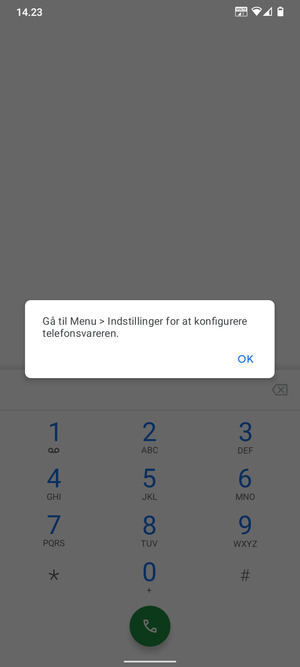 Hvis din telefonsvarer ikke er sat op, vælg OK