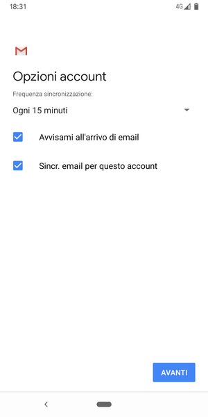 Seleziona AVANTI