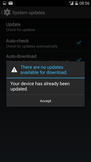 If your phone is up to date, select Accept