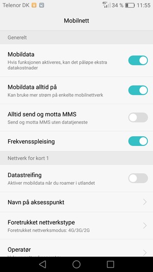 Bla til  Nettverk for kort 1 eller Nettverk for kort 2 og velg Navn på aksesspunkt