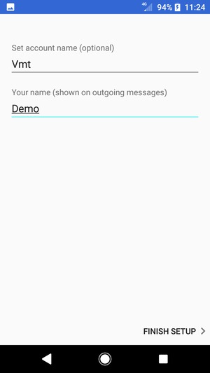 Give your account a name and enter your name. Select FINISH SETUP