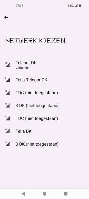 Selecteer een netwerkoperator uit de lijst