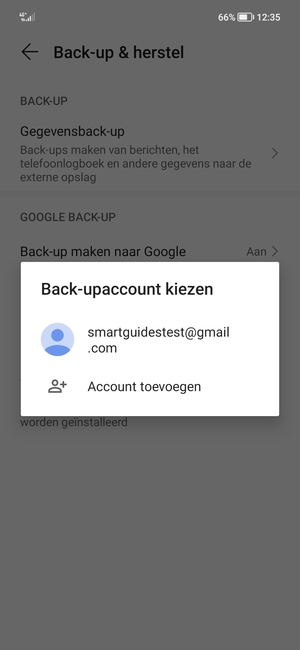 Selecteer uw back-up-account