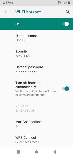 Your phone is now set up for use as a modem