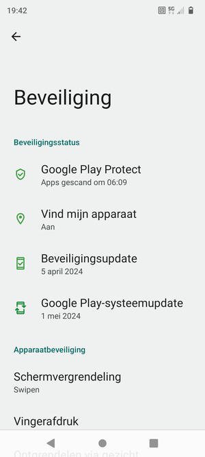 Om uw schermvergrendeling te activeren, ga naar het Beveiliging-menu en selecteer Schermvergrendeling