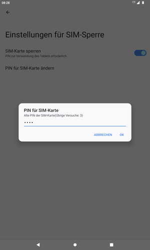 Geben Sie Ihre Alte PIN der SIM-Karte ein und wählen Sie OK