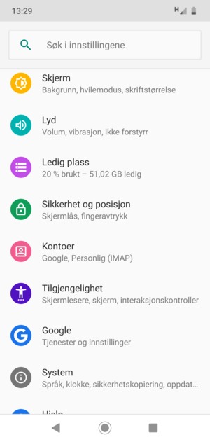 Bla til og velg Kontoer