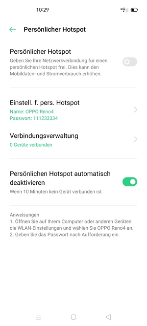 Schalten Sie Persönlicher Hotspot ein