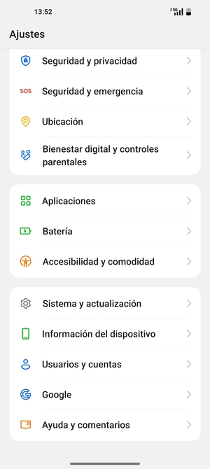 Desplácese y seleccione Sistema y actualización
