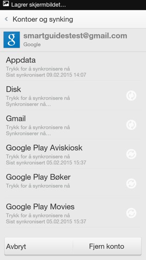Din informasjon blir synkronisert