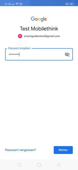 Geben Sie Ihre Passwort ein und wählen Sie Weiter