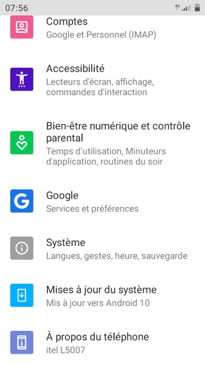 Faites défiler et sélectionnez Mises à jour du système