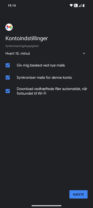 Vælg NÆSTE